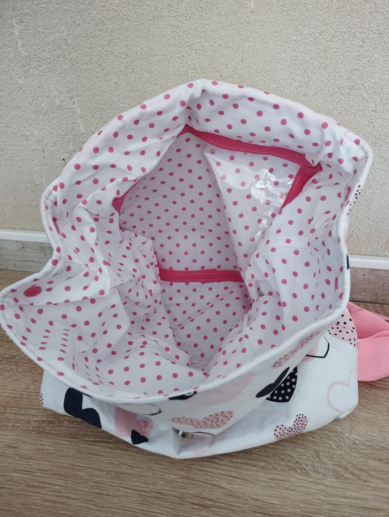 sac à dos coeurs rose et bleu